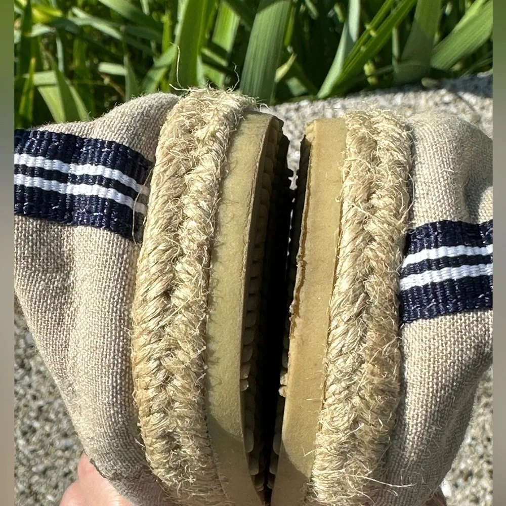 Nautica Rudder Nautical Canvas Espadrille Flat Anchor Print Cinched at Heel